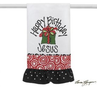 Christmas Kitchen Hand Dish Tea Towel Happy Birthday Jesus Christian