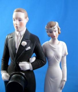 Antique Bride and Groom Cake Toppers Big C 1920