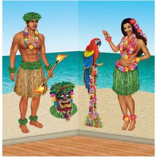 Hawaiian Luau Hula Girl and Man Giant Scene Setters Party Decoration