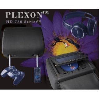 Plexon HD730 Black 2 Headrest DVD Player 7 LCD Screen Game System Disk