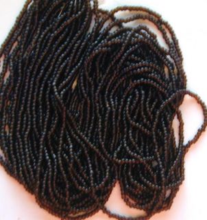 Rich Expesso Brown Vintage Glass Seed Beads Hank Last1