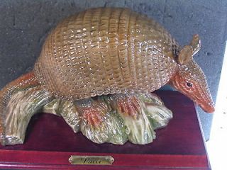 1986 Arnart ARMADILLO ON WOODEN BASE Pucci Art Sculpture w/ Box