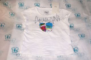 ARMANI JUNIOR NWT EMBROIDERED SPARKLE HEART BABY KIDS GIRLS T SHIRT 2