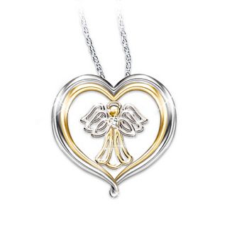  Granddaughter Heart Shaped Angel Pendant Necklace Jewelry Gift
