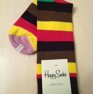 Happy Socks Sweeden Bright Multi Colored Stripes New With Tags Sz 10