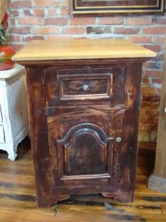 Antique Oak Top Pine Wood Kitchen Storage Cabinet