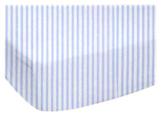 SheetWorld Fitted Pack N Play Graco Sheet Blue Pinstripe Jersey Knit