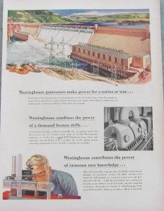  WESTINGHOUSE ELECTRIC COMPANY GENERATORS AD   Color   Grand Coulee Dam