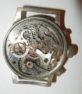 Vintage 1940s German Piilots Watch Hanhart 17 Steine Chronograph as