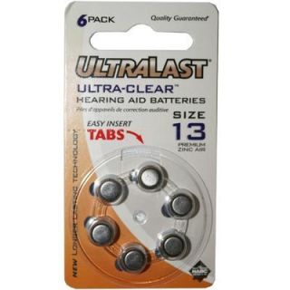 UltraLast UL13HA, VT13, XL13 Size 13 Hearing Aid 6pk Batteries