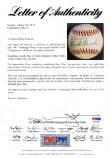 1941 Pirates Team Signed Autographed Baseball PSA DNA Honus Wagner Al