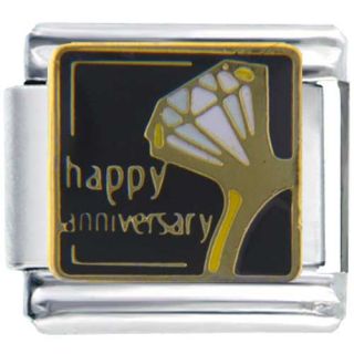Pugster 9mm Charm Happy Anniversary Ring Heart Graduation Wedding Mood