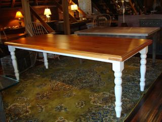 Antique Heart Pine Table Dining Kitchen Farm Table 2 Thick Top Turned