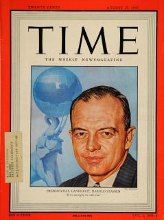 1947 Cover TIME Harold Stassen GOP Boris Chaliapin   ORIGINAL