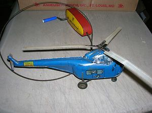 Vintage Arnold Helibus Helicopter Cable Crank Metal Toy Works