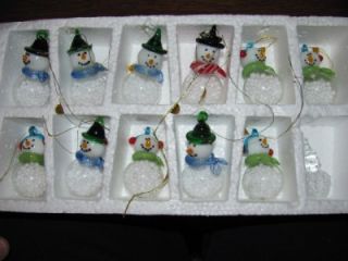 11 Beautiful Art Glass Snowmen Snowman Christmas Tree Ornaments Snow
