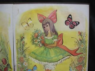 1971 Stapco Litho M Hartnett Girls Flower Butterfly