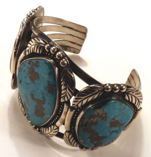 Old Pawn Navajo   Huge Sterling Silver Royston Turquoise Bracelet