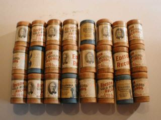 Lot of 24 Edison Columbia Phonograph Cylinder Records