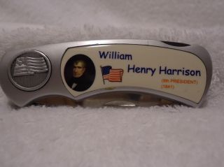 Presidential Collectors Folding Stainless Knife William Henry H