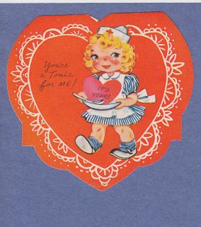 0212 Vintage Valentine Card Medical Nurse Serves Big Heart as Medicine