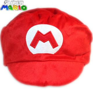   Super Mario Bros Anime Cosplay Mario Red M Toy Plush Cap hat sport