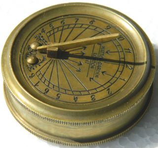 Brass Pocket Sundial Compass Hatton Garden London