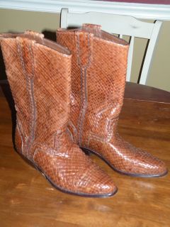 Mens Vintage Bragano Cole Haan Woven Leather Cowboy Boots Size 8 5 M