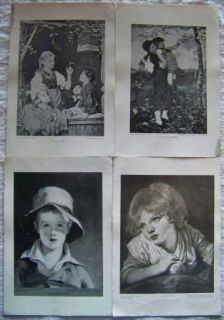 Vtg The Perry Pictures Collection B&W Children Boy Girl Tree Nature