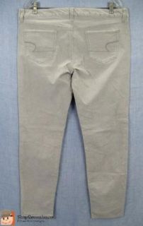 Womens American Eagle Light Gray Corduroy Skinny Pants Sz 14 Jeggings