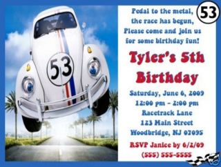 Herbie The Love Bug Invitations Birthday Party Supplies