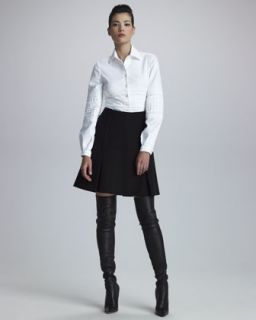 3W6G Chado Ralph Rucci Quilted Pique Knit Shirt & Crepe Panel Skirt