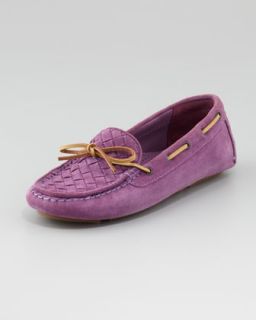 X1GSV Bottega Veneta Intrecciato Suede Moccasin, Purple