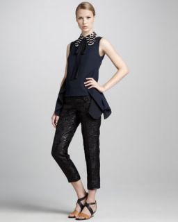 Marni Back Peplum Sleeveless Top, Sequined Collar & Cropped Shimmer
