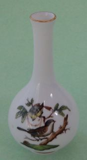 Herend China Ro Rothschild Bird Insects Vintage Porcelain Onion Neck