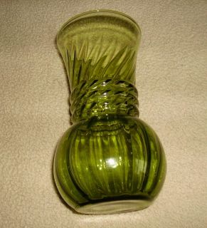 Indiana Glass Green Glass Swirl Ball Vase 6 1 2 Tall