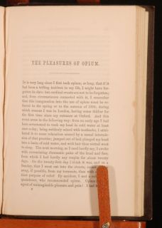 1856 Confessions of English Opium Eater T de Quincey