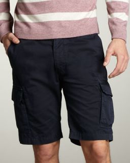 Brunello Cucinelli Striped Cargo Shorts, Navy   