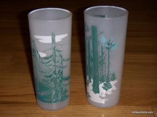 Set Of 2 Mackinac Bridge & Hartwick Pines Michigan Collectible Frosted