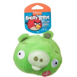 Hartz OFFICIAL Angry Birds Dog Toy Plush Ball w/ Soundchip ~Green Pig