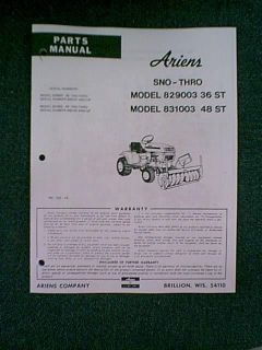 ariens tractor 36 48 snowblower attach parts manual time left