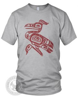 TOTEM HERON Native Indian Art American Apparel mens 2001 T Shirt L, H