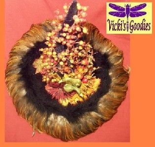  Fall Autumn Gourd Feathered Witch Hat Unique Thanksgiving Centerpiece