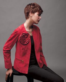 Berek Studded Rose Suede Jacket, Petite   