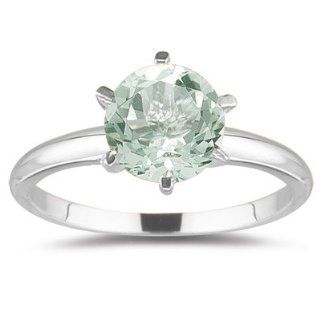 5.19 Cts Green Amethyst Solitaire Ring in Platinum 3.0