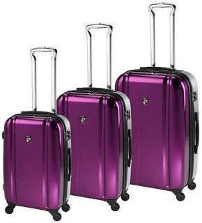 Heys Duotone TSA 4WD Spinner Luggage Set Purple Silver