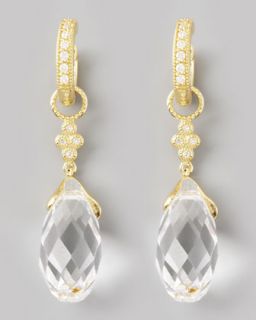 JudeFrances Jewelry White Quartz Briolette Charms, Yellow Gold