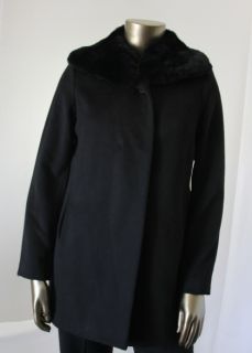 Hilary Radley New Black Womens Coat Size 6 Wool Faux Fur Collar