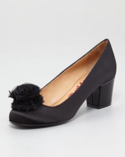 Lanvin Flower Detail Satin Pump   