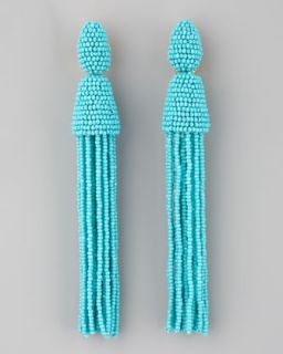 Oscar de la Renta Long Beaded Tassel Earrings, Turquoise   Neiman